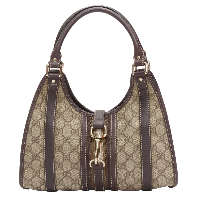 Ladies shoulder bag with round shape-Gucci Joy Hobo Supreme GG Monogram Horsebit Clasp Shoulder Bag