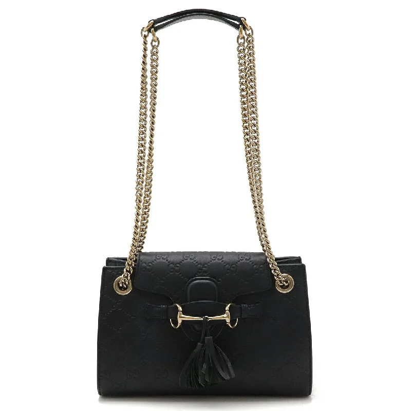 Ladies shoulder bag for book clubs-Gucci Leather Shoulder Bag Black