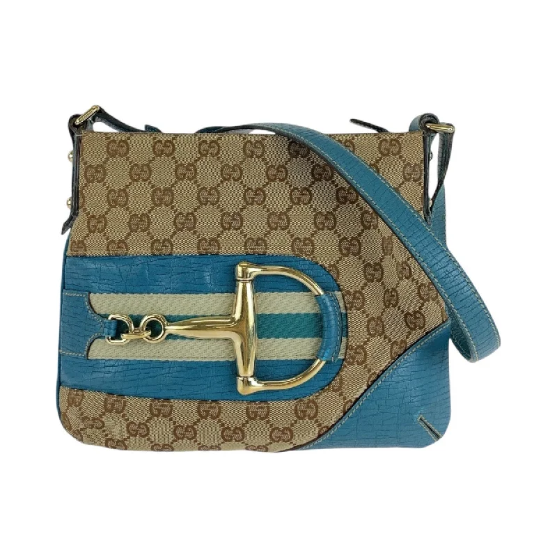 Ladies shoulder bag for brunch-Gucci Vintage GG Canvas Leather Shoulder Bag