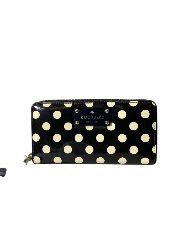 ladies wallet with strap detail-Wallet Designer By Kate Spade, Size: Large