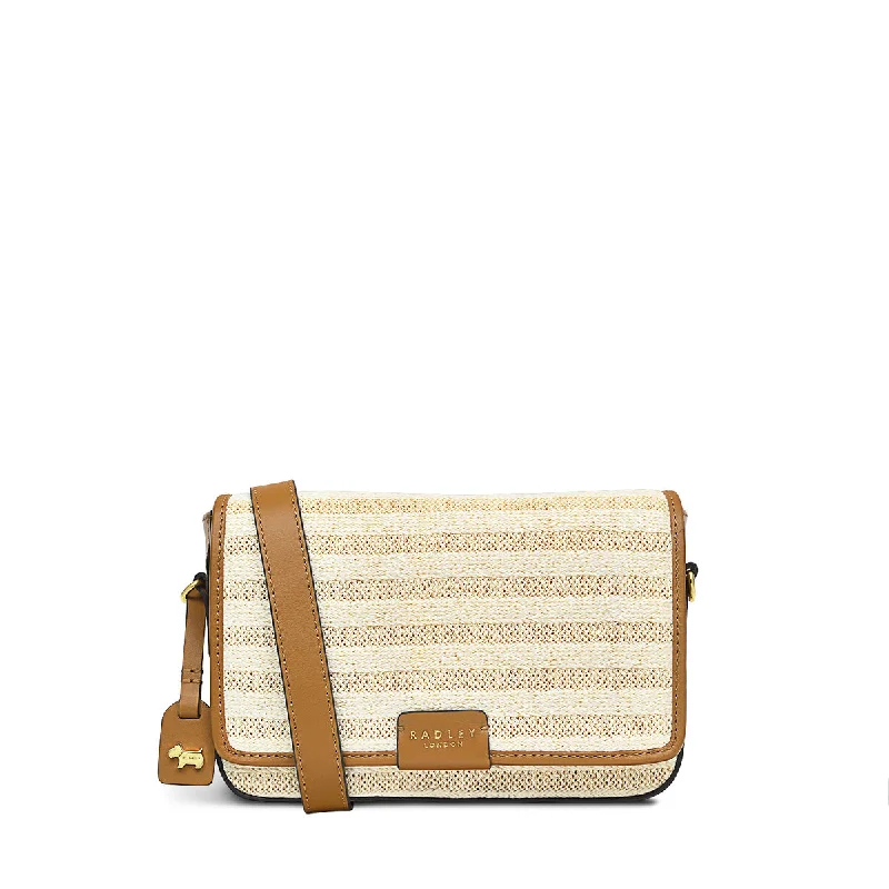 Ladies crossbody bag for shopping trips-Hanson Mews Straw -  Mini Flapover Crossbody