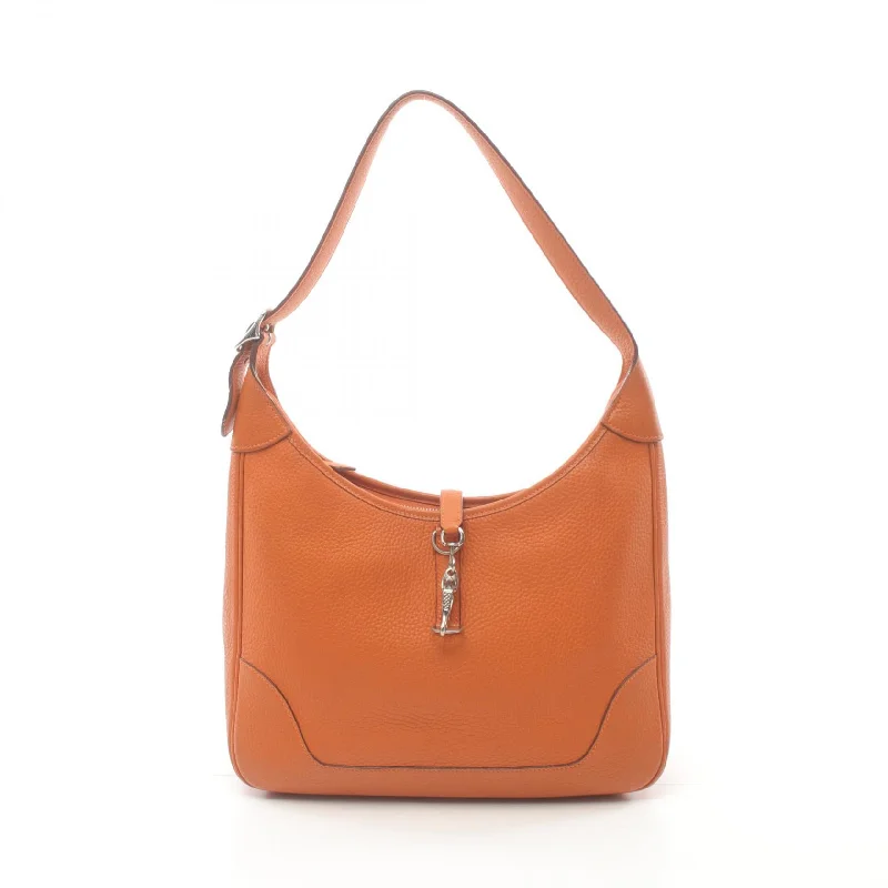 Ladies shoulder bag with velvet finish-Hermes Trim 31 Clemence Shoulder Bag Orange