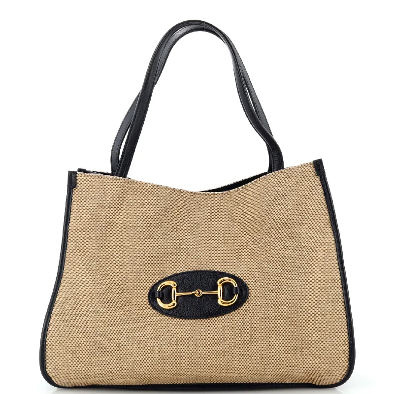 Ladies tote bag sophisticated-Horsebit 1955 Tote Canvas and Leather Medium