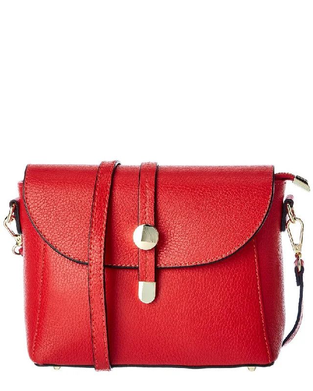 Ladies crossbody bag with stripe detail-Italian Leather Crossbody