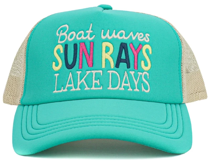 ladies handbags fashionable style-KBV1581 Boat Waves Sun Rays Lake Days Meshback Trucker Cap