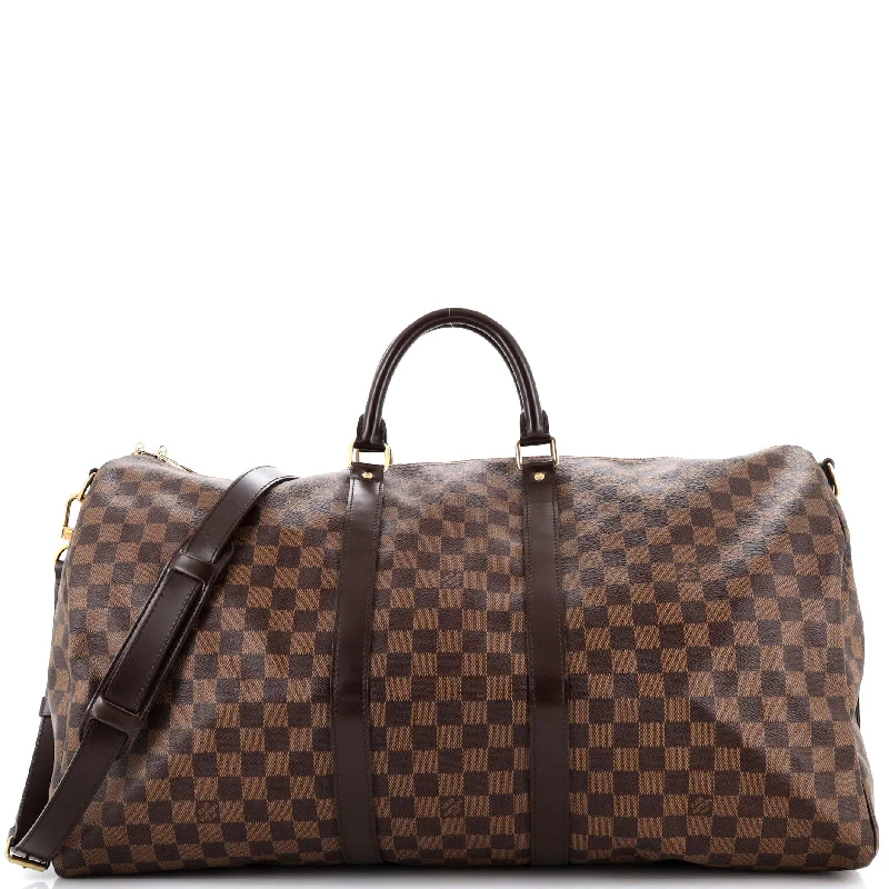 Ladies tote bag with recipe card holder-Keepall Bandouliere Bag Damier 55