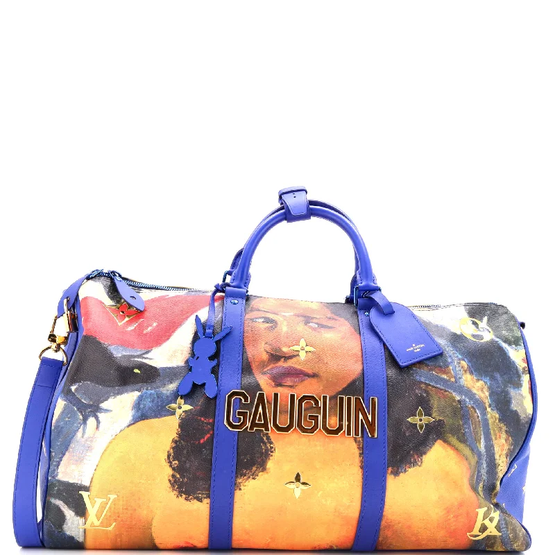 Ladies tote bag for short trips-Keepall Bandouliere Bag Limited Edition Jeff Koons Gauguin Print Canvas 50