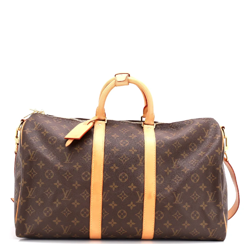 Ladies tote bag for picnic-Keepall Bandouliere Bag Monogram Canvas 45