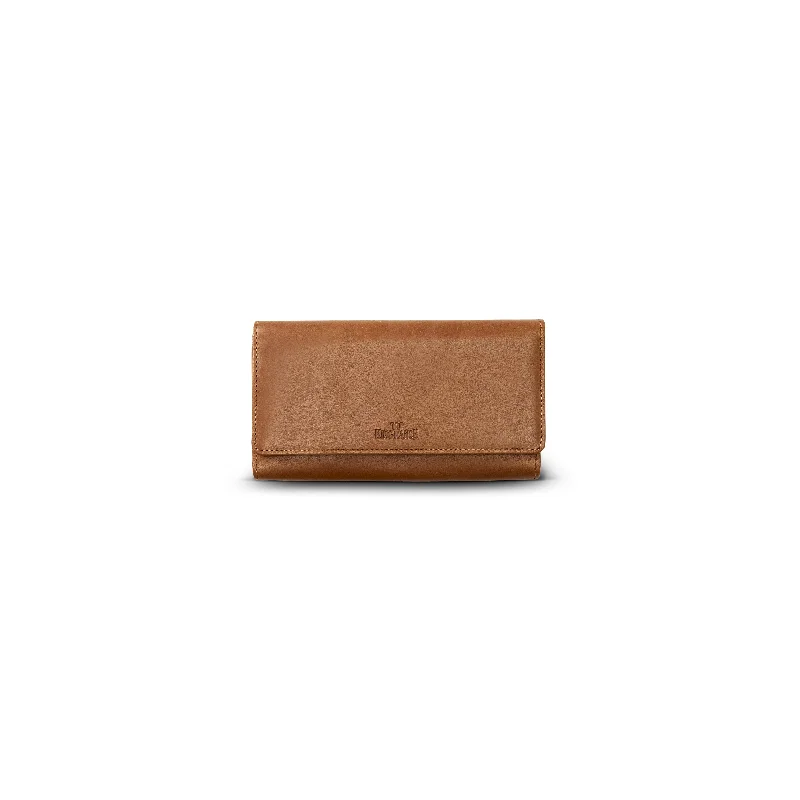 ladies wallet in compact leather-Leather Flap Wallet