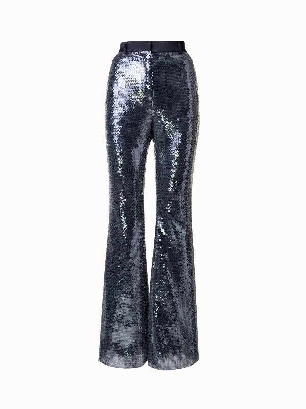 ladies handbags luxury style-Liquid Sequins Bootcut Pants