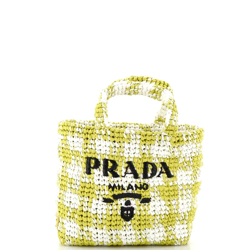 Ladies tote bag with double handles-Logo Tote Raffia Small