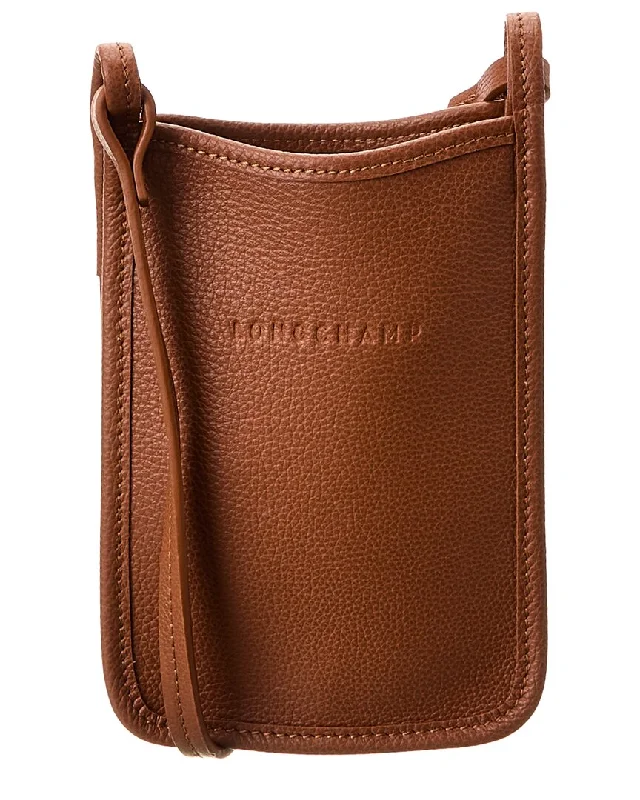 Ladies crossbody bag with phone compartment-Longchamp Le Foulonne Leather Phone Case Crossbody