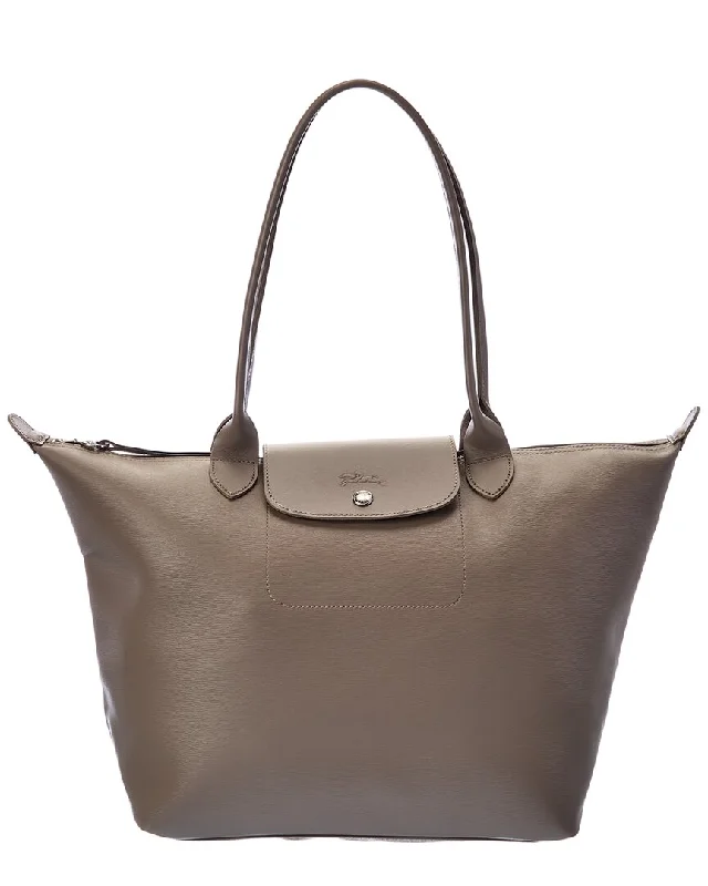 Ladies tote bag for bloggers-Longchamp Le Pliage City Leather Long Handle Tote