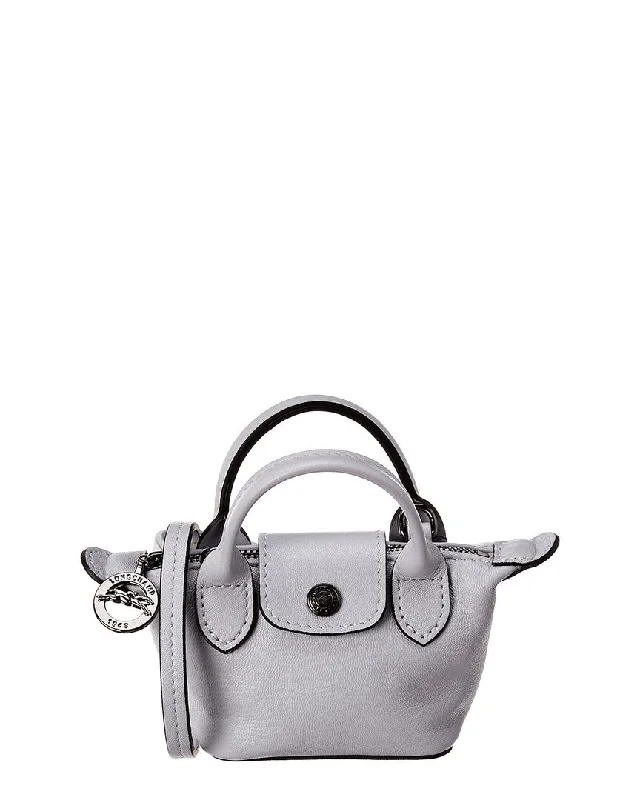 Ladies crossbody bag for plus-size women-Longchamp Le Pliage Cuir Leather Crossbody, Grey