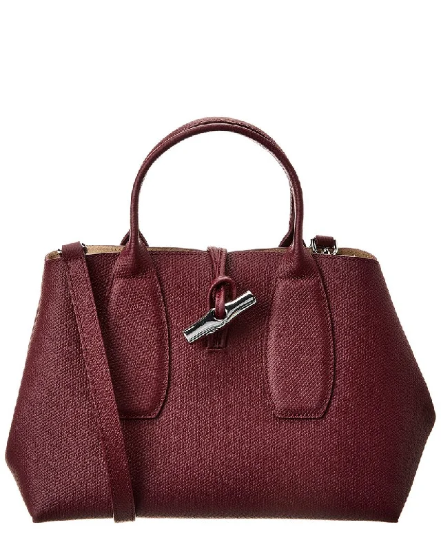 Ladies tote bag for book lovers-Longchamp Roseau Medium Leather Tote