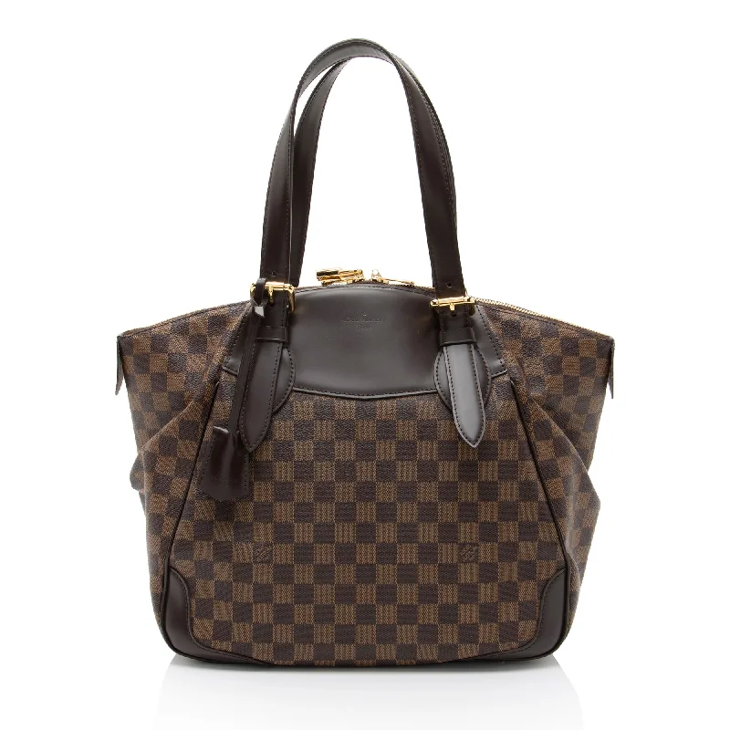 Ladies shoulder bag in corduroy-Louis Vuitton Damier Ebene Verona GM Shoulder Bag