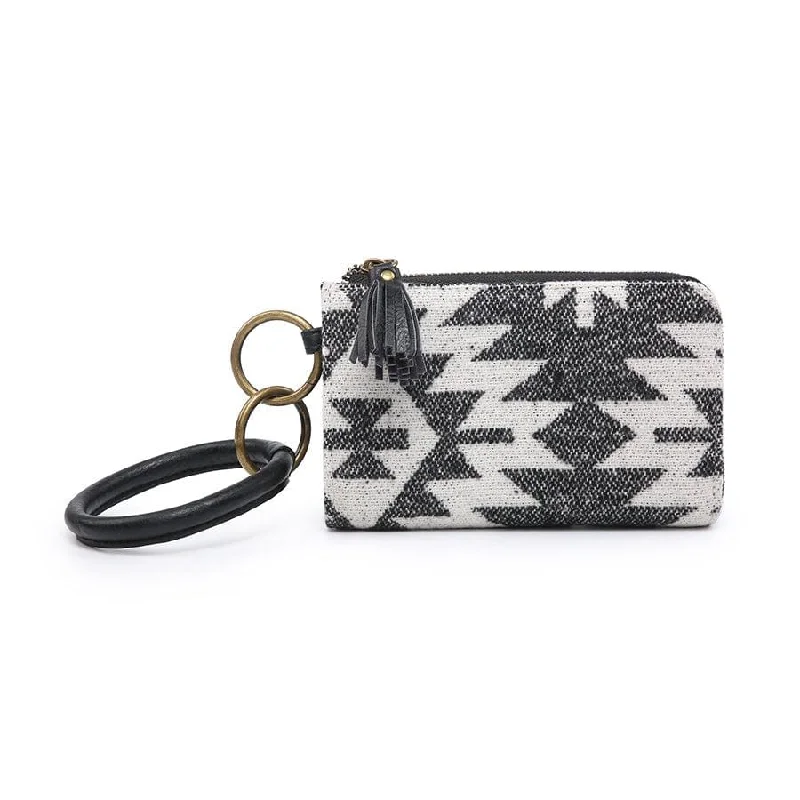 ladies wallet in modern look-M1973AZT Flannel Wristlet Zipper Bangle/Wallet/Cardholder w/ Tassel