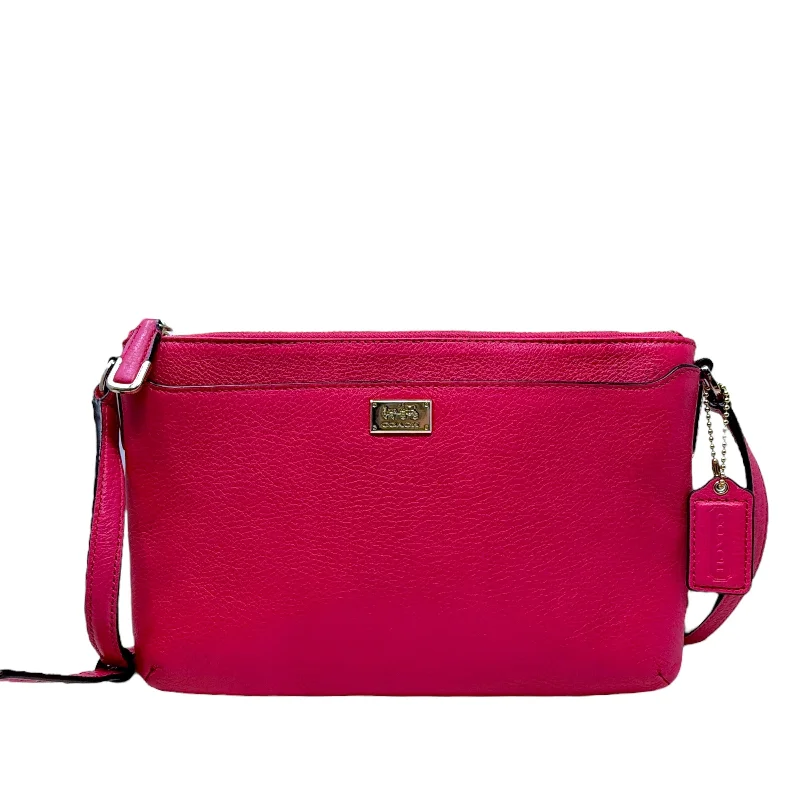 Ladies crossbody bag in soft pastel-Madison Leather Swingpack Crossbody Designer By Coach In Pink Ruby, Size: Small