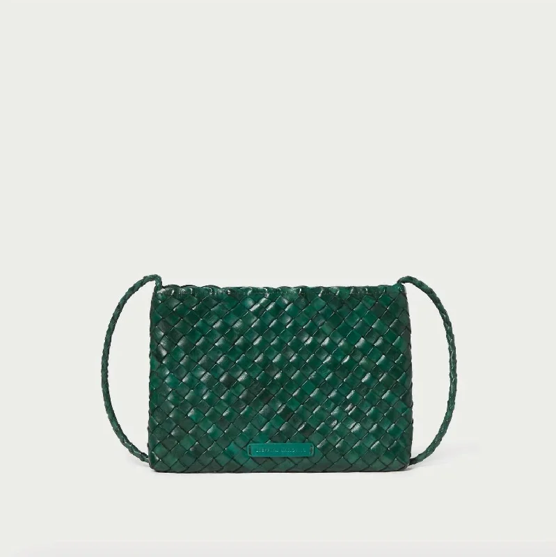 Ladies crossbody bag with vegan materials-Marison Woven Crossbody In Forest Green