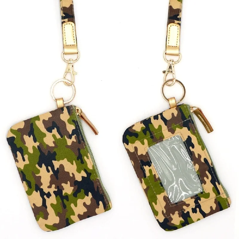 ladies wallet for professional women-MB0153 Camo Lanyard ID Wallet