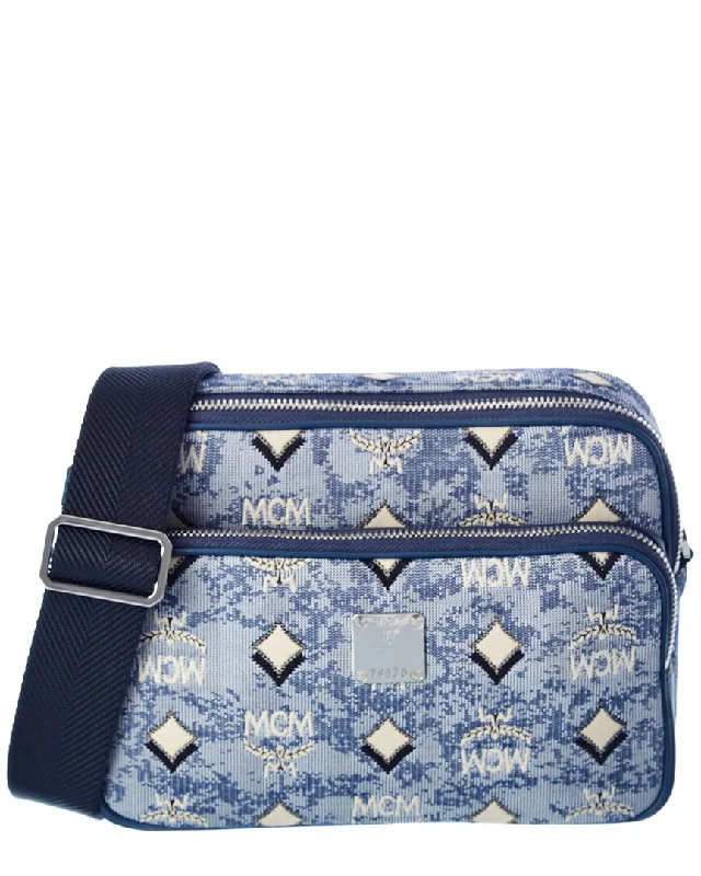 Ladies crossbody bag with cardholder slot-MCM Klassik Vintage Jacquard Monogram Canvas & Leather Crossbody