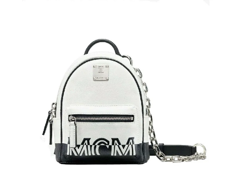 Ladies crossbody bag for formal events-MCM Women's Contrast Logo Leather Mini Crossbody Chain Bag