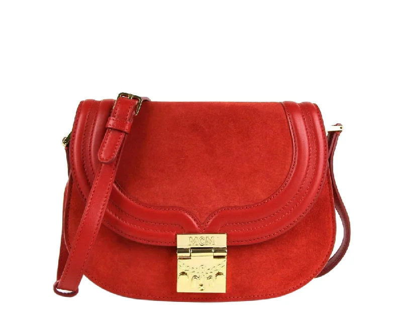 Ladies crossbody bag with credit card slots-MCM Women's Suede / Leather Trisha Crossbody Bag