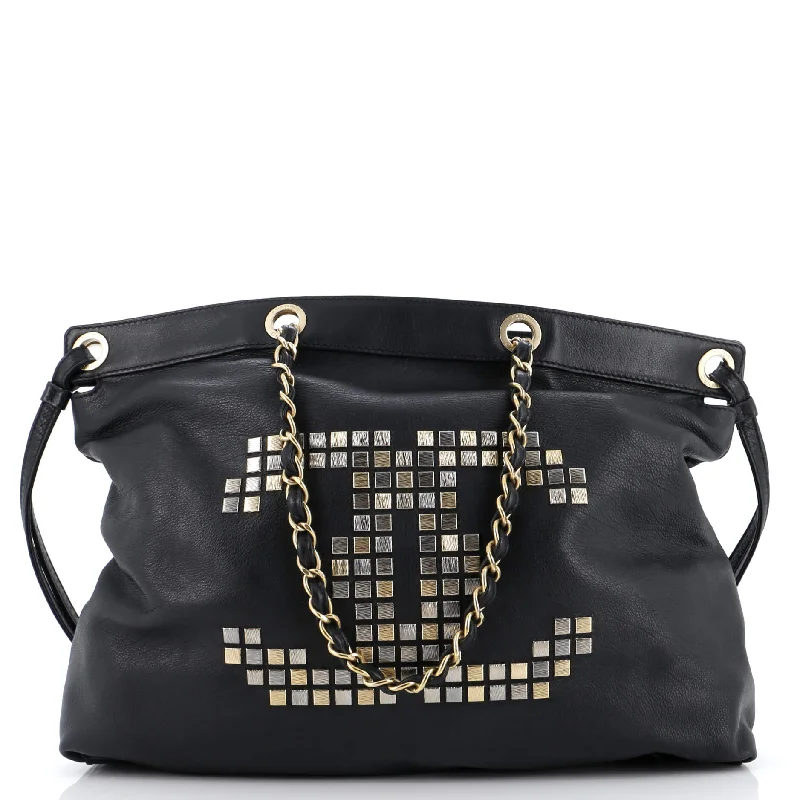 Ladies tote bag with horror print-Mosaic CC Tote Studded Leather Large