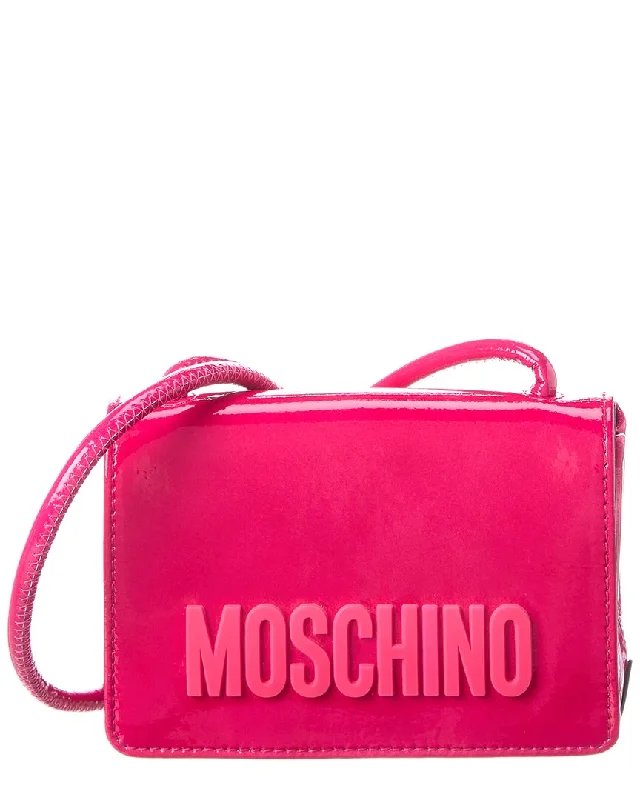 Ladies crossbody bag in retro style-Moschino Logo Patent Crossbody