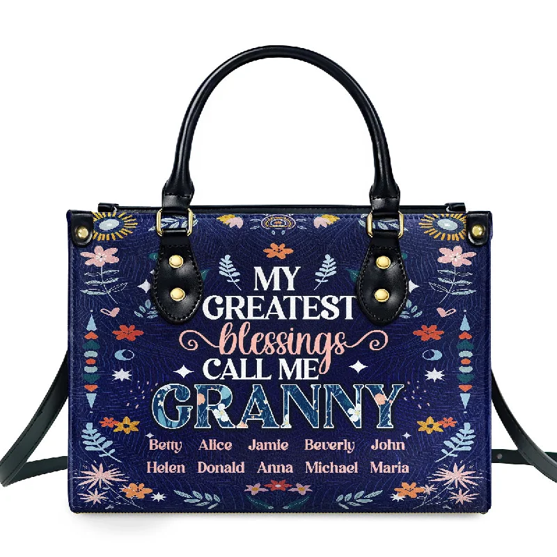 ladies handbags durable suede-My Greatest Blessings Call Me Mom - Personalized Leather Handbag SBLHBLM2230TA