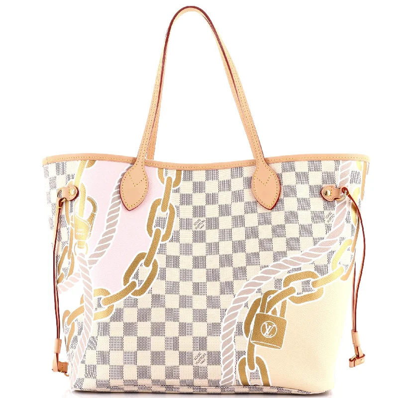 Ladies tote bag with paint splatter-Neverfull NM Tote Limited Edition Nautical Damier MM