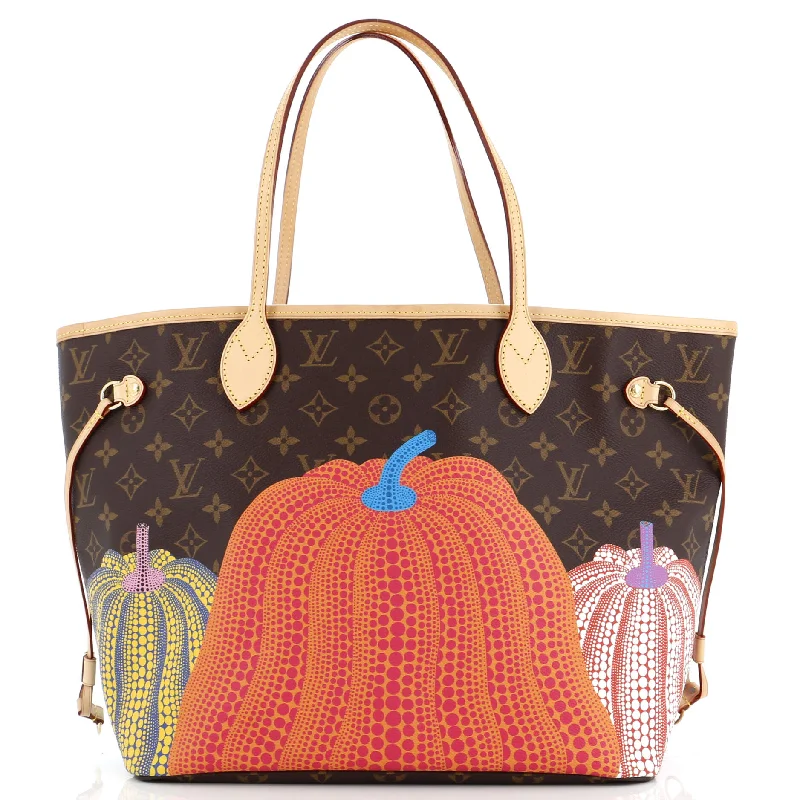 Ladies tote bag for busy women-Neverfull NM Tote Yayoi Kusama Pumpkins Monogram Canvas MM