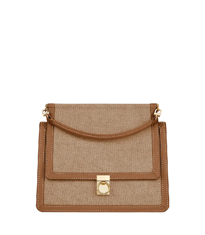 ladies handbags with crystal embellishments-Numéro Sept - Duo Camel Canvas