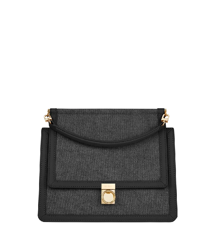 ladies handbags elegant style-Numéro Sept - Duo Black Canvas