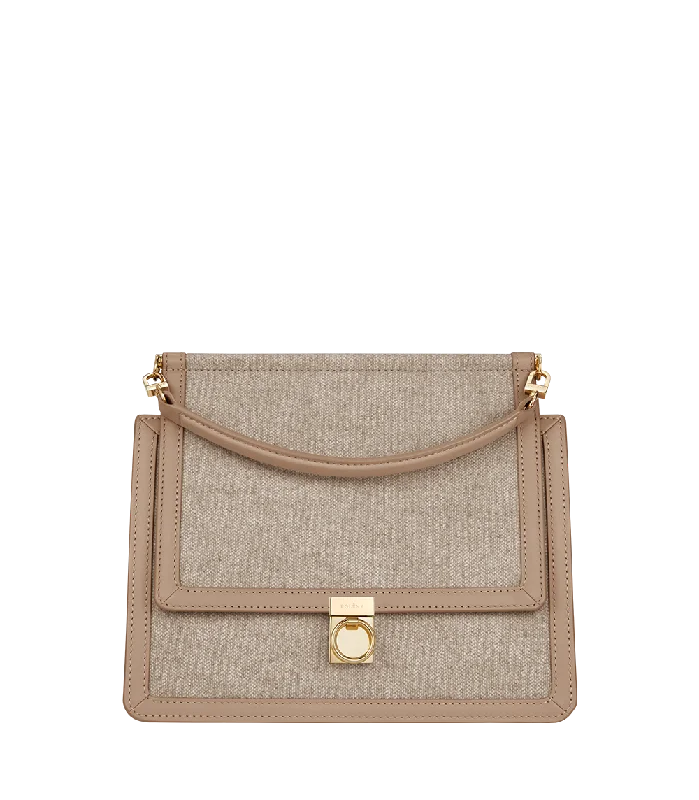 ladies handbags sapphire blue-Numéro Sept - Duo Taupe Canvas