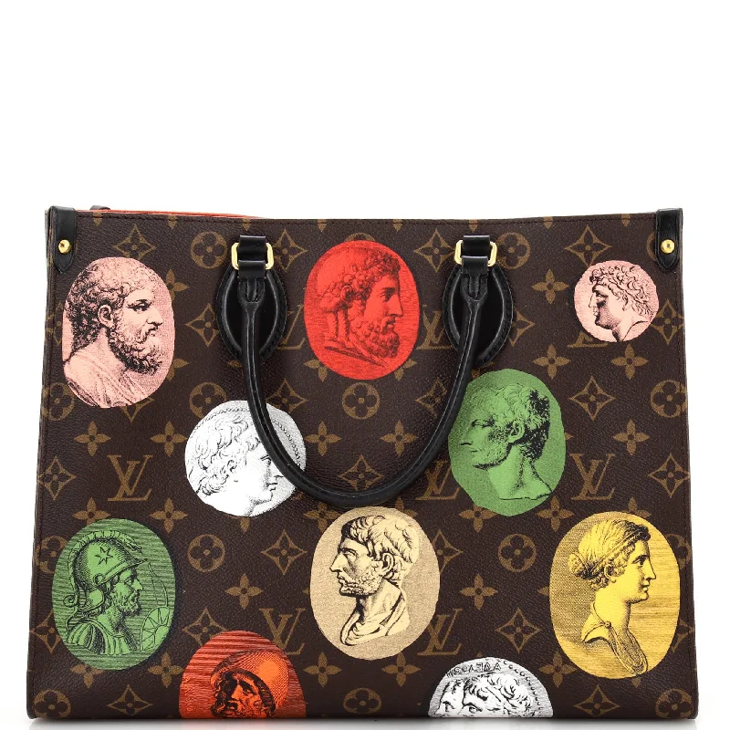 Ladies tote bag adjustable strap-OnTheGo Tote Limited Edition Fornasetti Cameo Monogram Canvas MM