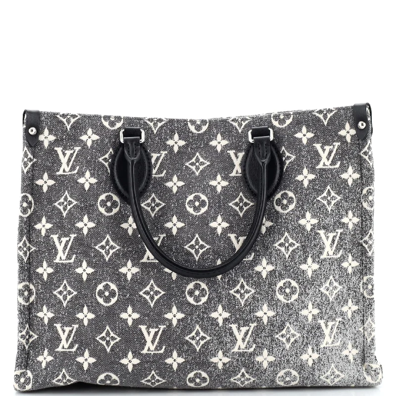 Ladies tote bag for carrying books-OnTheGo Tote Monogram Jacquard Denim MM