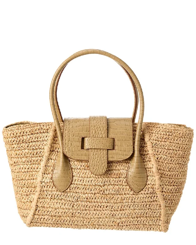 Ladies tote bag bohemian-Pamela Munson The Teddy Raffia Tote