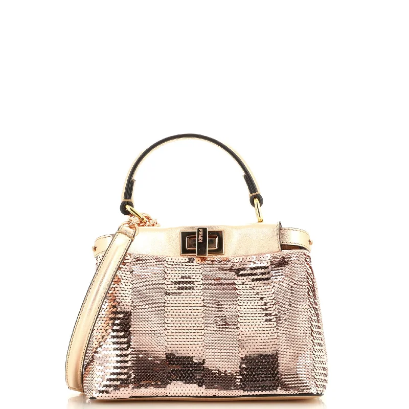 Ladies shoulder bag for nurses-Peekaboo Iconic Bag Metallic Pequin Sequins XS