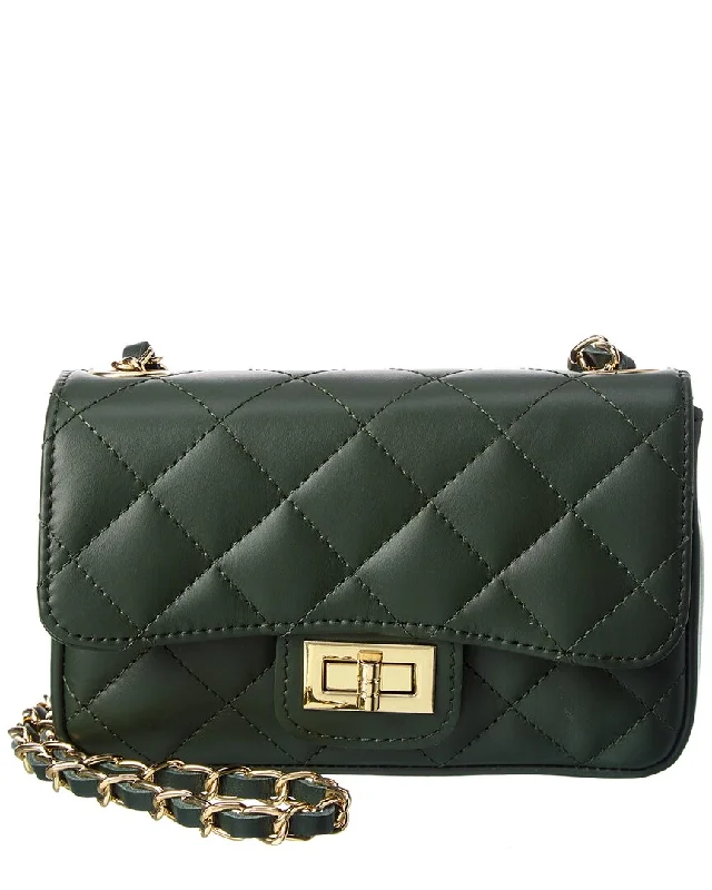 Ladies crossbody bag in compact style-Persaman New York Elise Quilted Leather Crossbody