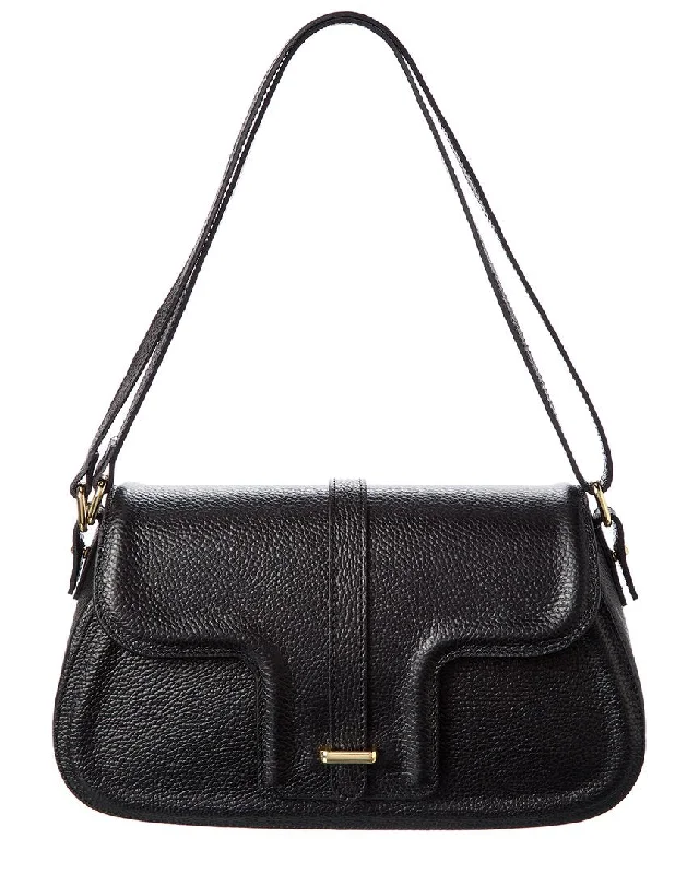 Ladies crossbody bag with chain details-Persaman New York Marie Leather Crossbody