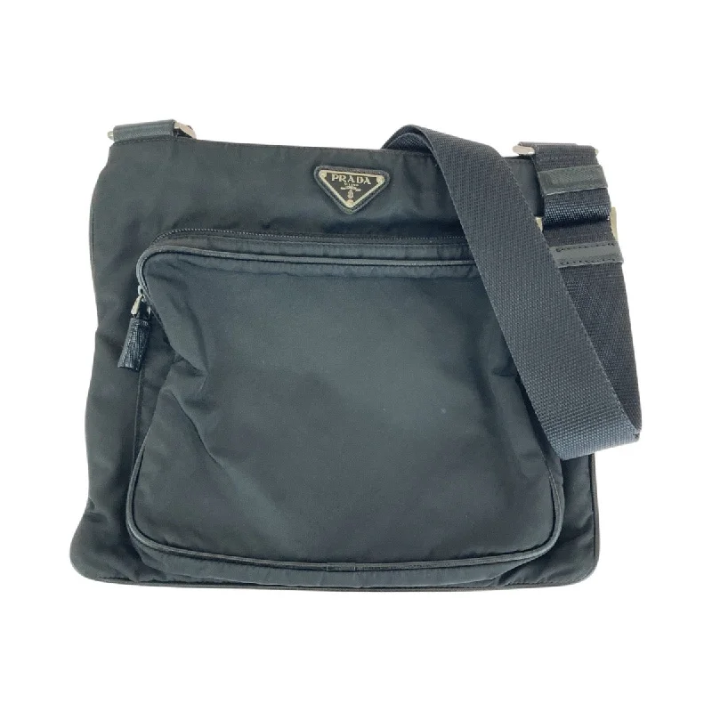 Ladies shoulder bag for party-Prada Nylon Tessuto Logo Plate Messenger Bag