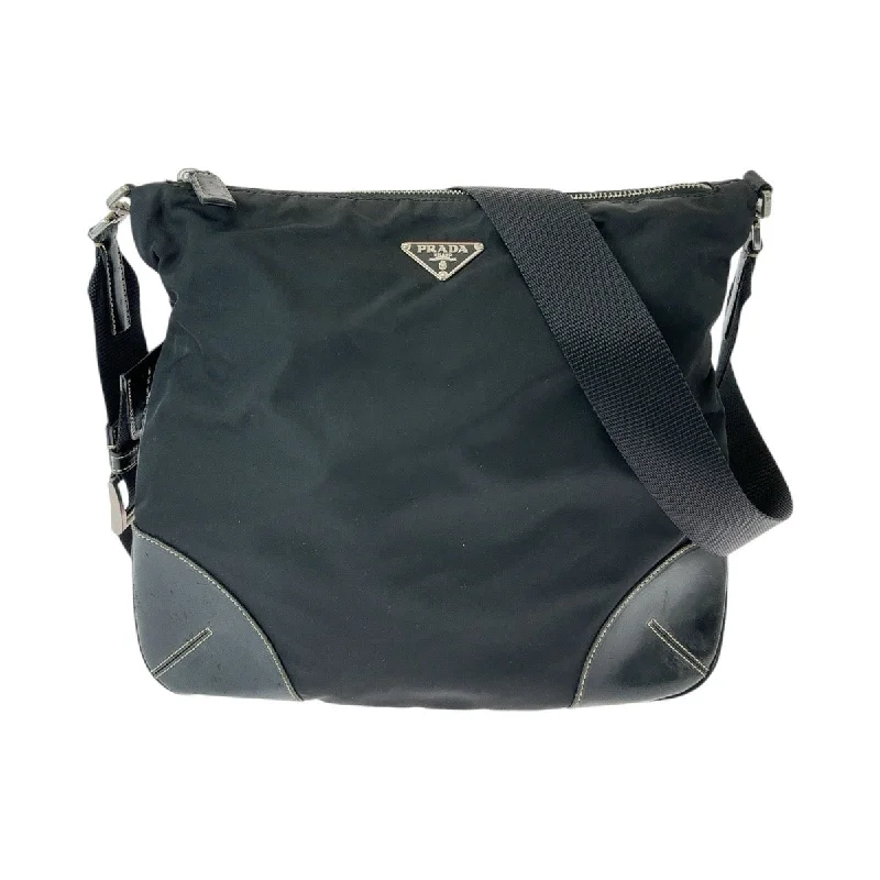 Ladies shoulder bag with knot detail-Prada Nylon Tessuto Logo Plate Shoulder Bag