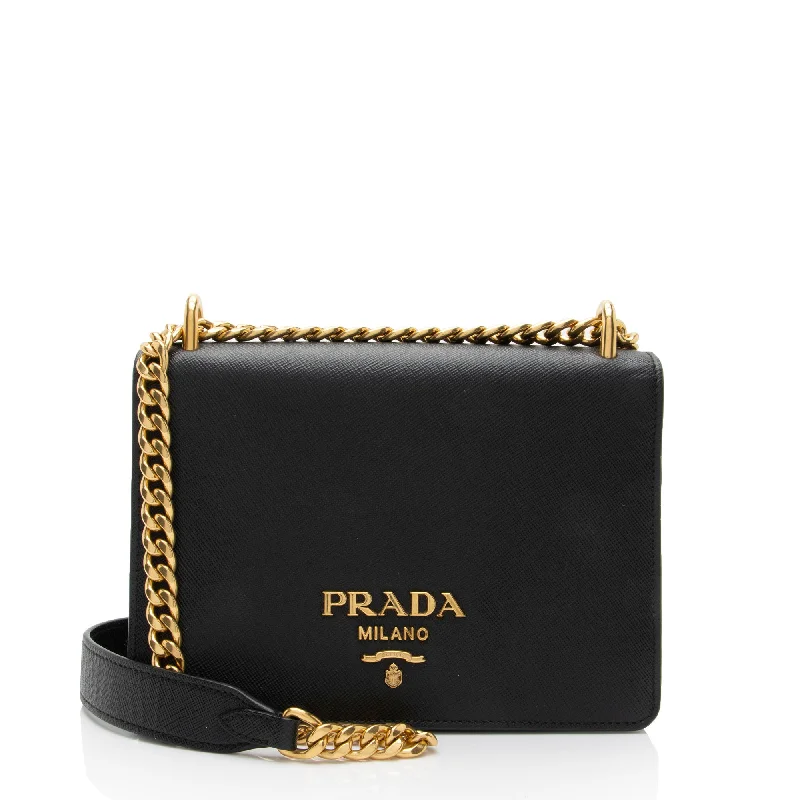 Ladies shoulder bag for market visits-Prada Saffiano Leather Chain Mini Shoulder Bag