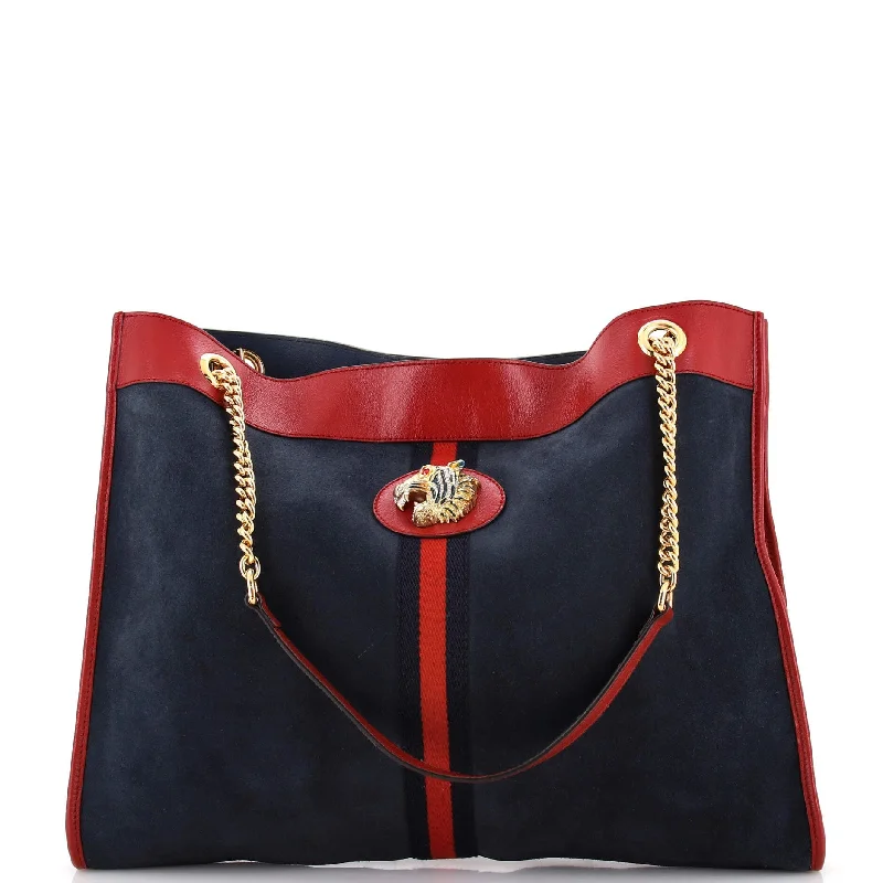 Ladies tote bag sophisticated-Rajah Chain Tote Suede Large