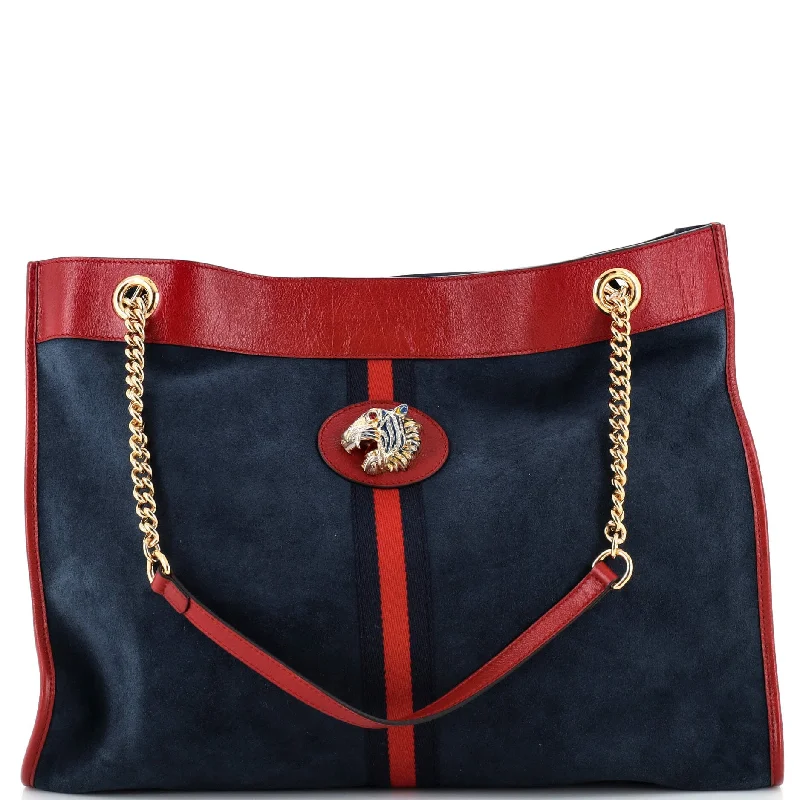 Ladies tote bag small-Rajah Chain Tote Suede Large