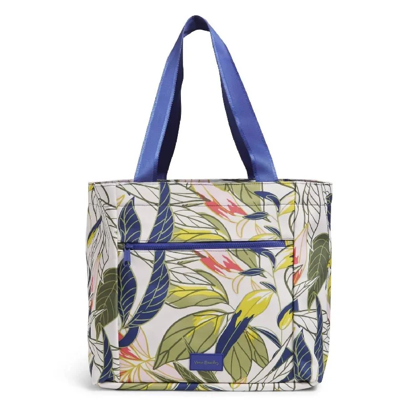 Ladies tote bag with snowboard gear-Reactive Drawstring Family Tote Bag in Rain Forest Leaves