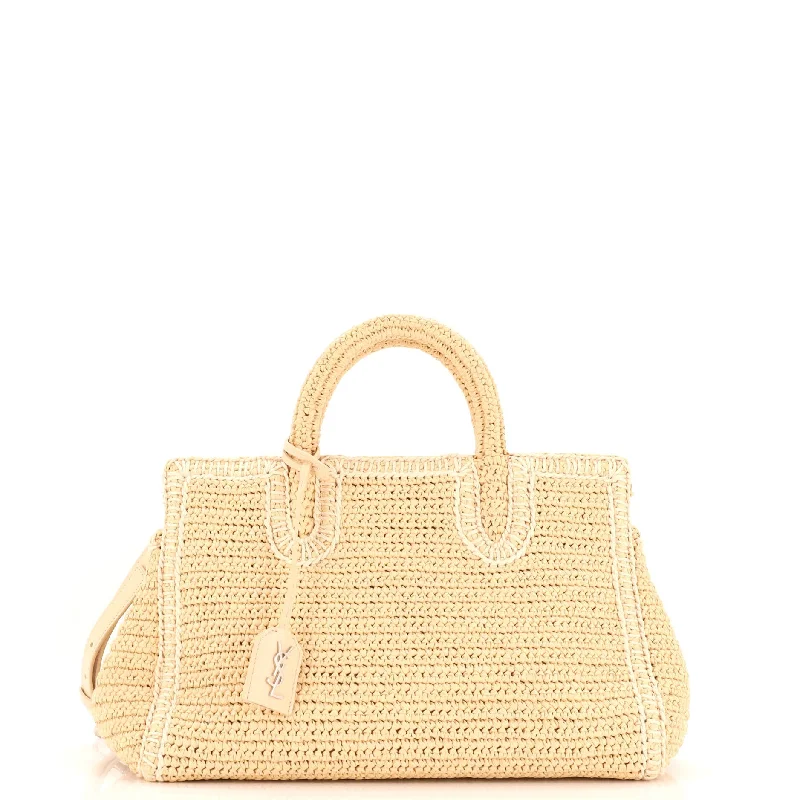 Ladies tote bag casual-Rive Gauche Cabas Woven Raffia Small