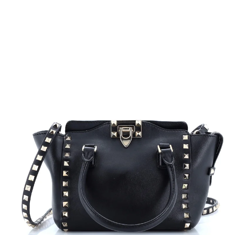 Ladies tote bag for casual outings-Rockstud Tote Rigid Leather Mini