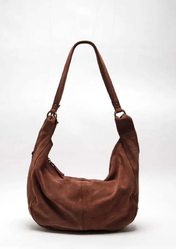 Ladies tote bag with waterproof lining-Roma Suede Tote Bag in Rust